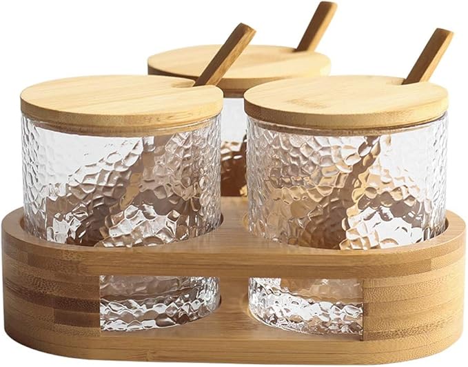 SPNEC Ronda de Cristal del condimento Tarro triángulo Estante de