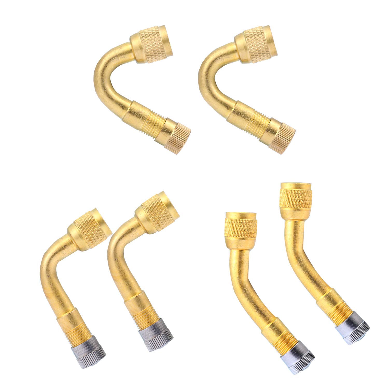 Yizhet 6 Pieces Valve Extenders, Tyre Valve Extension Adaptor, Schrader Valve Extensions 45/90/135 Degree Angled Pump Adapter Bike Tyre Inflator Adaptor for Car Motorcycle Bike Truck (Brass)