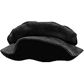 FURPHI Medieval Tudor Flat Cap Faux Suede Beret Hat Renaissance Festival Costume Accessories for Men Women