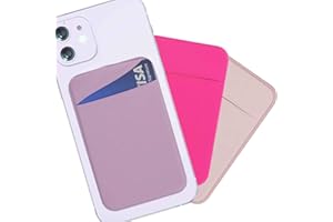 MEROQEEL 3 Pack Cell Phone Wallet Accessories, Adhesive Phone Card Holder Stick on Card Wallet Pocket Sleeve, Store Credit Cards/ ID Cards for the Back of iPhone and All Smartphones - Pink, Purple, Hot Pink