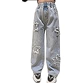 YaYabroe Girls Baggy Jeans Casual Wide Leg Denim Pants Jeans Kids Clothes Size 5-14 Years