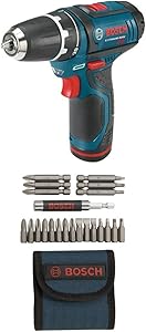 Bosch Power Tools Drill Kit - PS31-2A - 12-Volt Max Lithium-Ion 3/8-Inch 2-Speed Drill/Driver Kit with 2 Batteries, Charger and Case w/ 21 pc screwdriver bit set
