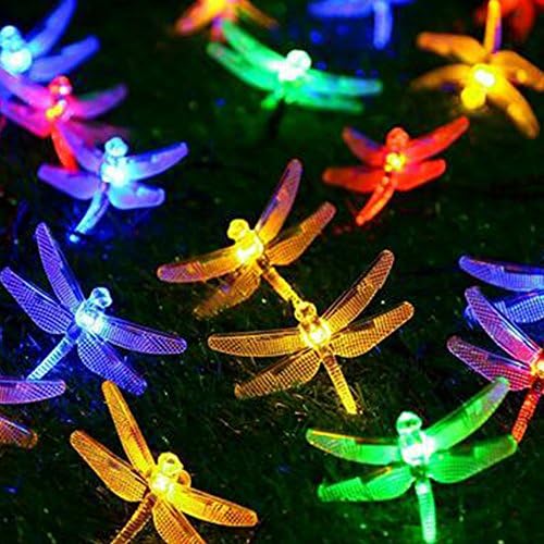 Xnferty 20 LEDs 2.5M Solar Dragonfly Shape String Lights for Outdoor, Patio,Garden,Party, Wedding Decoration (Colorful)