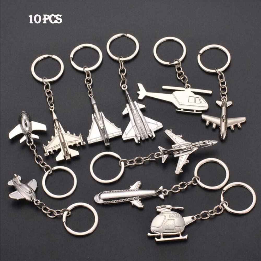 Fochutech 10 PCS Silver Aircraft Airplane Air Plane Model Metal Key Chain, Ring Hand Beer Bottle Opener Car Keychain/Key Chain Ring Key fob Keyring for Man Women Toys Gift Business Organizer