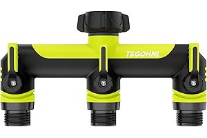 Yayamz Garden Hose Splitter, 3/4-Inch Hose Manifold, Outdoor Faucet Adapter - Soft TPR Covering - Lightweight Non-Slip Sun-Resistant 3-Way Valve（green）