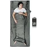 LSTRAGY Sleeping Bag Liner,14oz Ultralight Sefl Tan Sleep Sack with 2 Way Zipper, Expose Feet Separately, Adult Sleep Sack &amp; Travel Sheets for Camping, Hiking, Traveling Backpacking,Hotel