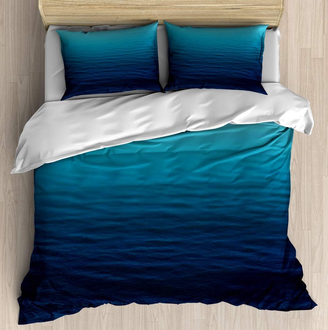 SINOVAL Deep Blue Sea Twin/Twin XL Extra Long Brushed Microfiber 1 Duvet Cover 2 Pillow Shams Zipper Closure
