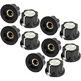 uxcell a13041000ux0108 Silver Tone Top Rotary Knobs for 6 mm Dia. Shaft Potentiometer, 10 Piece, 19 mm, Black