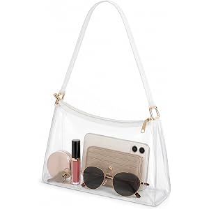 FANGSUN Clear Purse for Stadium Events, PVC Clear Shoulder Bag for Women | Easy Security Check, Zipper Closure, Lightweight F