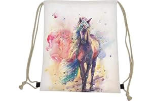 COEQINE Horse Gift Drawstring Bag Casual Backpack Sport Gym Sackpack for Women Men Girls Boys