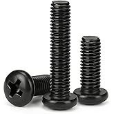 M4 x 10mm (30 Pack) Pan Head Machine Screws Black Oxide 304 Stainless Steel, Fully Threaded, Phillips Drive for Furniture Repairs and 3D Printer