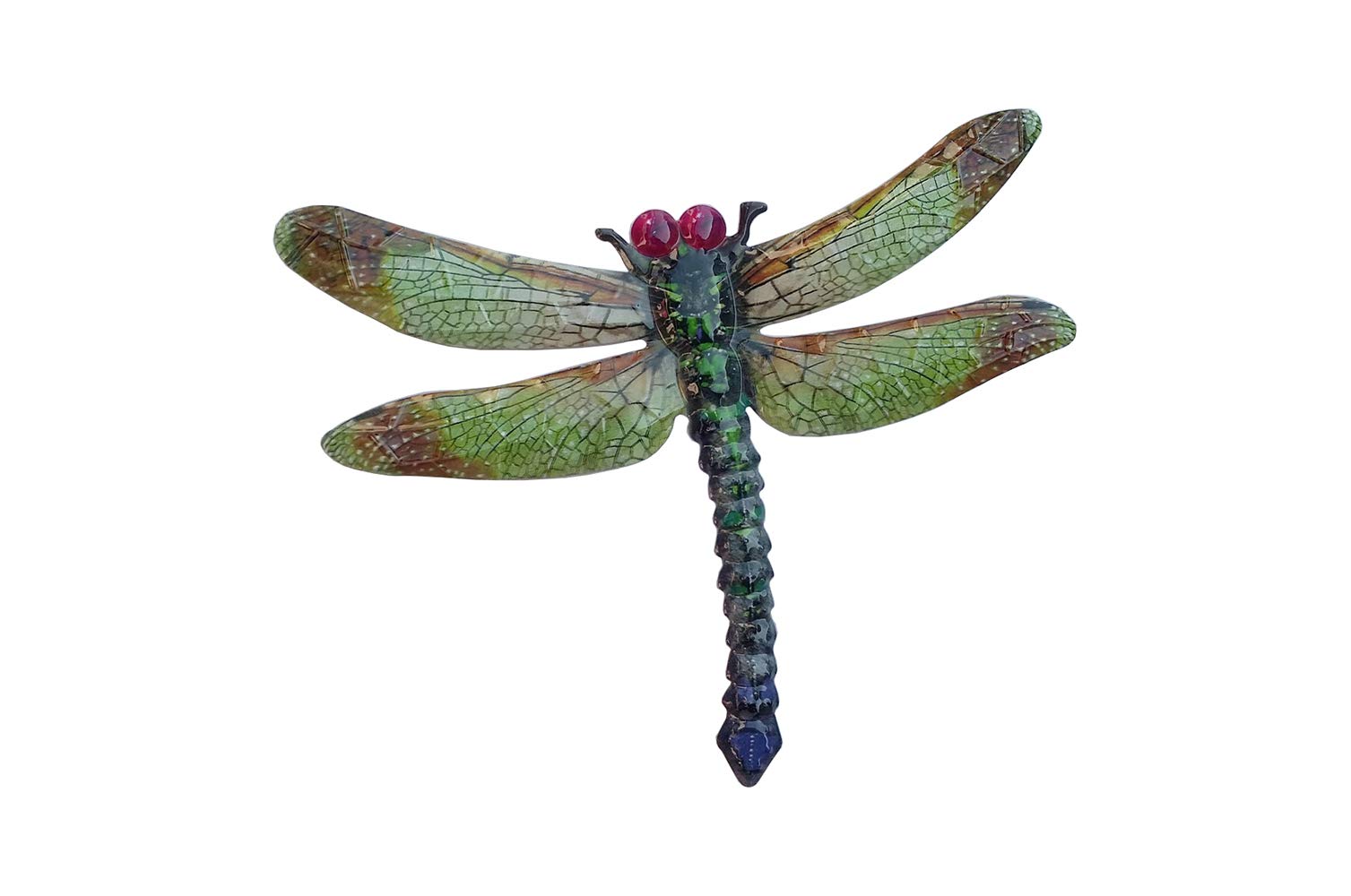 Large Metal Dragonfly Garden Outdoor Decorative Garden Piece (Green & Red)