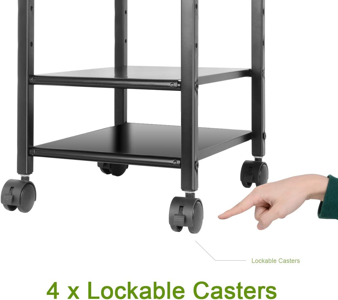 Computer Tower Stand, Desktop ATX-Case CPU Holder, Adjustable 2-Tier CPU Rolling Stand Mobile Steel Desktop Tower Case Stand Cart with Locking Wheels for Office Home, Black: Office Products