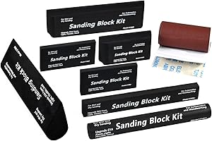 ATDSETR AF44L Sanding Block Kit 7 PieceTearBlock and Sandpaper,Flexible EVA Foam Wet or Dry Sanding Blocks Kit for Automotive Sanding or Woodwork Sanding,Light,Hard,Black,Flexible