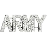 US Army Crystal Lapel Pin Silver Tone Military Brooch Gift for Army Wife Mom Veteran