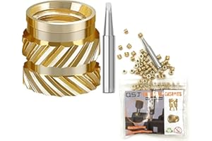 QSJ 130 PCS M3 Threaded Inserts M3x4x5 mm Heat Set Inserts for 3D Printing Metric Knurled Nuts Brass Heat Set Insert for Plastic Parts with 900M-T Soldering Iron Tip
