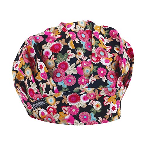 YOOBNG Women Scrub Bouffant Hat Cap Adjustable Classic Beauty Print Floral Cute One Set - Thumbnail 2
