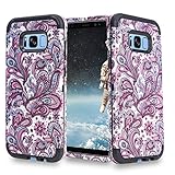 LUXCA Galaxy S8 Plus Case, Hybrid Dual Layer [Heavy Duty] TUFF Rugged Shockproof Protective Cover Case for Samsung Galaxy S8 Plus (Purple European Paisley)
