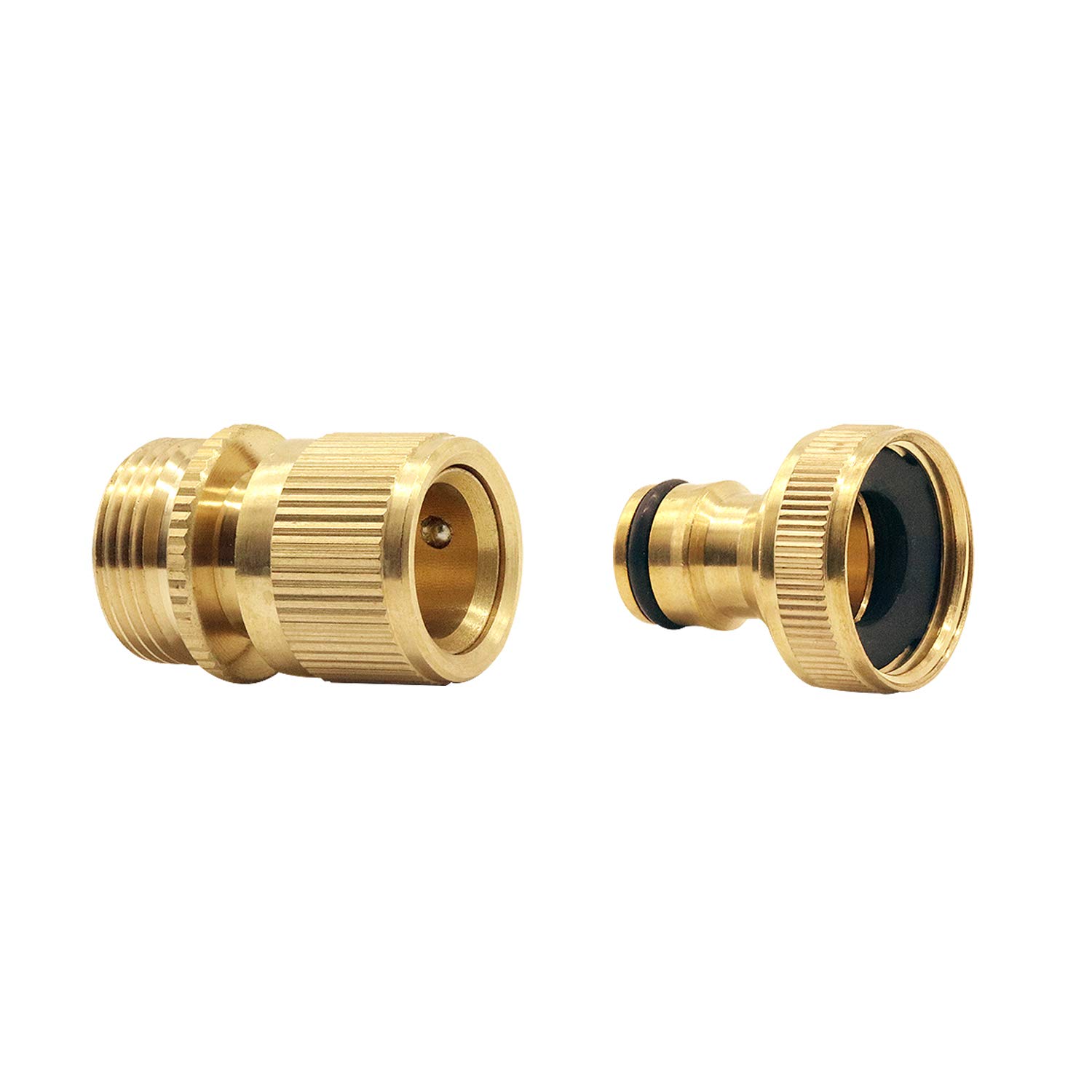Hydrogarden Garden Hose Quick Connect,3/4 inch Solid Brass No-Leak Garden Hose Connector Fitting, Easy Connect and Release Adapter Set, Male and Female(1 Sets)