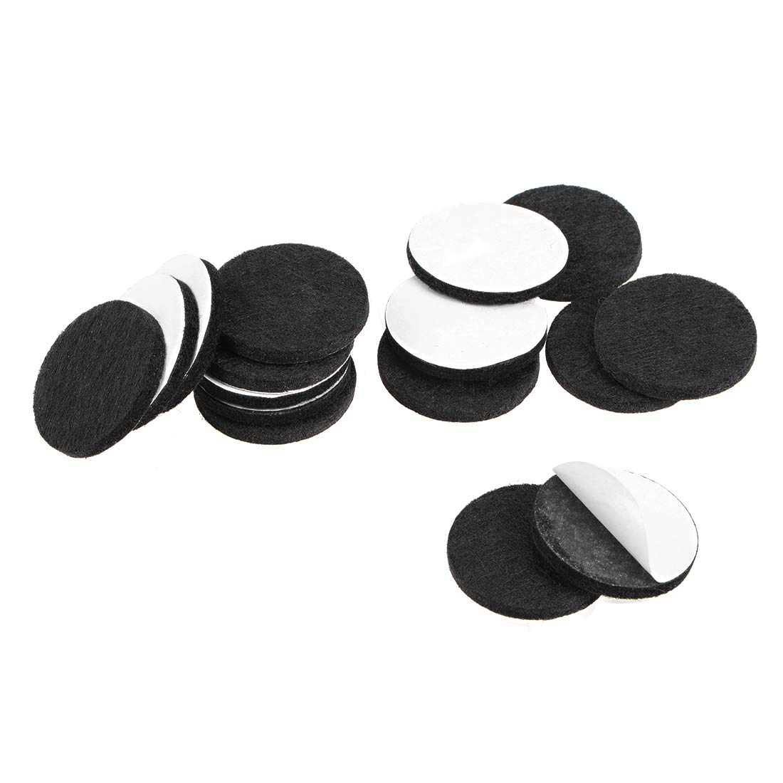 sourcing map Furniture Pads Adhesive Felt Pads 30mm Diameter 3mm Thick Round Black 48Pcs