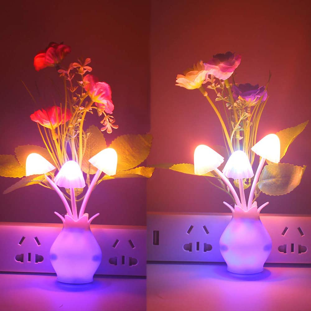 Photo 1 of Warmstor 2 Pack Plug in LED Night Light, 0.5W Energy Saving Lamp Nightlight w/Auto Dusk to Dawn Sensor Jasmine Flower Mushroom Night Lights for Kids Adult Bedroom Bathroom Living Room Hallway