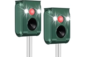 YOOYHHOME Cat Repellent Outdoor 2 Pack, Solar Animal Repeller Ultrasonic with Motion Sensor and Flashing Light - Waterproof Skunk Deer Bird Raccoon Squirrel Cat Deterrent for Yard Garden Farm
