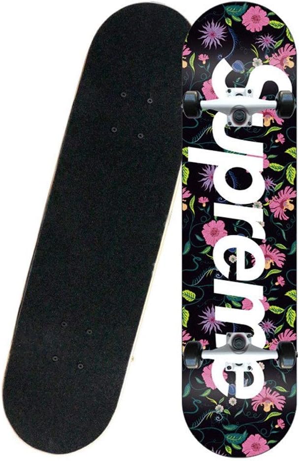Complete Skateboard Group Flowers Blooming Pattern Mini Cruiser Deck 31 Inch Youth Skateboard