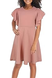 GORLYA Girl's Flutter Sleeve Stretchy A-Line Swing