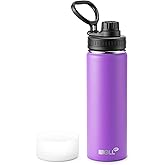 Mollcity Insulated Water Bottle-22 oz Stainless Steel Double Wall Vacuum Wide Mouth Water Bottle with Spout Lid-Metal Leak Proof Flask for Travel (Purple)