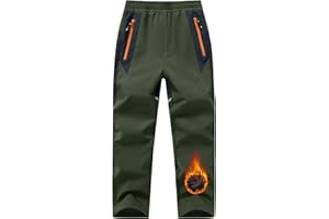 TBMPOY Boys Snow Ski Pants Kids Waterproof Fleece Lined Winter Hiking Snowboard Insulated Warm Pants Zipper Pockets