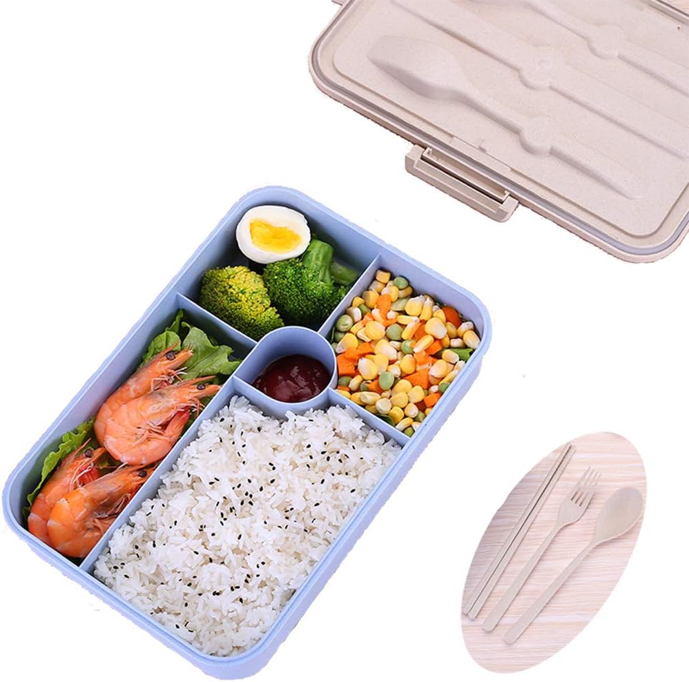 Eidoct Bento Box Lunch Box Leakproof, Soup Safe, Light Weight, Microwave, Dishwasher Safe, Eco-Friendly Reusable for Men, Women, Adults, Kids (Blue)