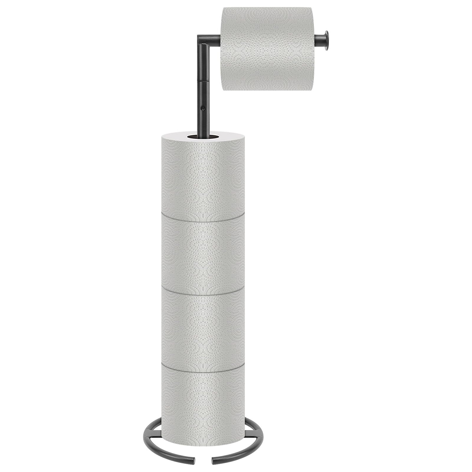 Photo 1 of NearMoon Bath Toilet Paper Holder Stand- Modern Tissue Roll Holder Standing with Balanced Base, Rustproof Toilet Roll Holder for Bathroom/Kitchen Countertop (Matte Black, Metal Base)