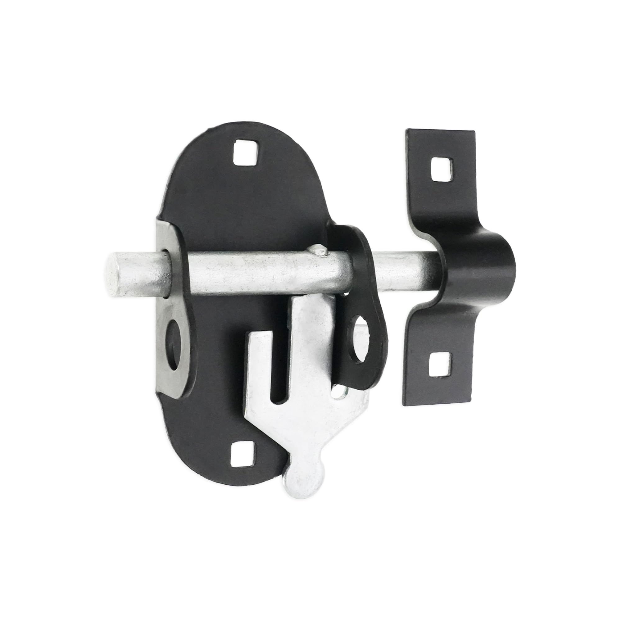 Heavy Duty 4” 100mm Security Iron Oval Pad Bolt Epoxy Black Finish Sliding Lock for Garden Gates Sheds Garage, Out House Doors Lock