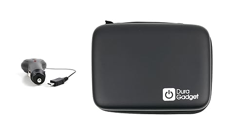 DURAGADGET Robustes Hartschalen-Etui und Fahrzeug-Ladegerät für Becker Revo.2 (Truck) Navigationsgerät