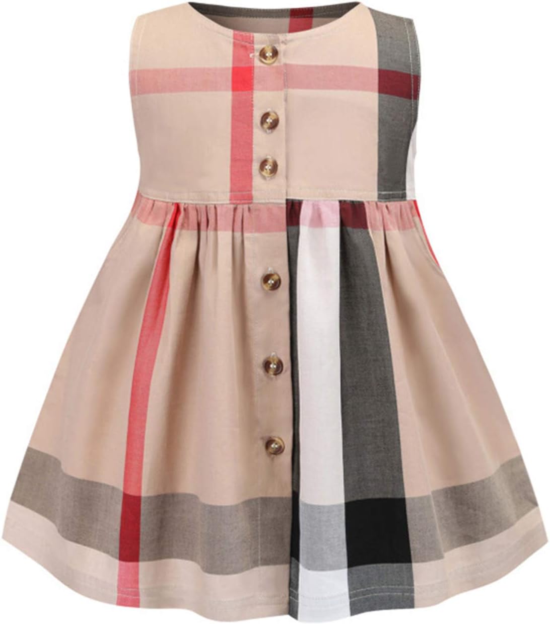 Princess Dress Little Baby Girls Sleeveless Plaid Checked Bodysuit