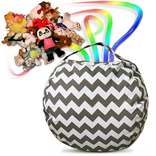 SimplyYEM Storage Bean Bag Chair - Ultimate Toy Organizer for Kids - Comfortable Canvas Basket Holds Stuffed Animals, Clothes, Blankets, More: Extra-Wide Handle, Premium Seams, Zipper