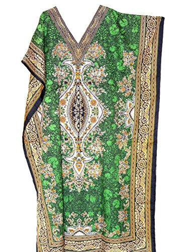 One Size Green Kaftan Dress Long Maxi Kimono Caftan Drawstring Gown Nightdress Beach Kaftan Casual Party Dress