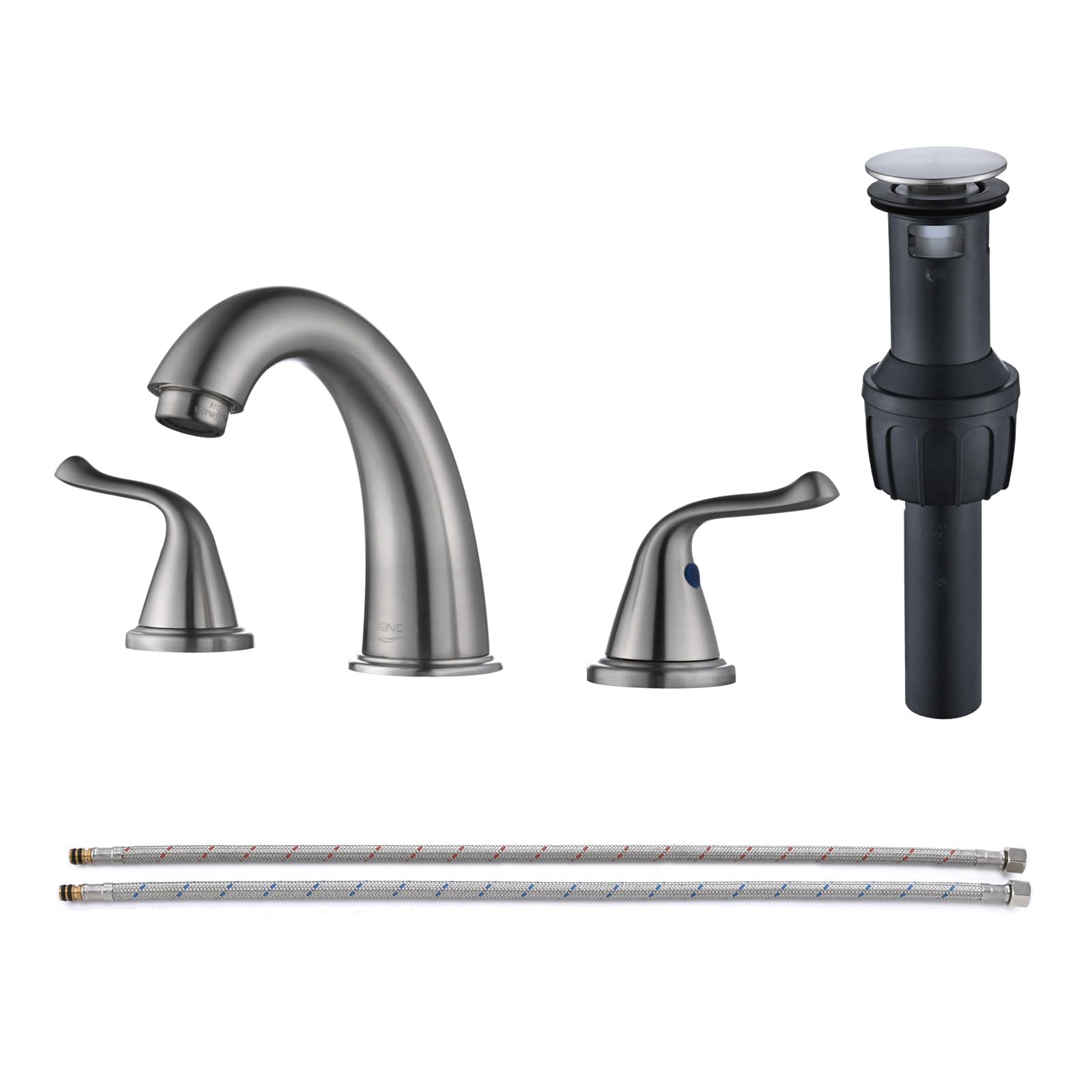 Photo 1 of (PARTIA SET) Widespread Bathroom Faucets 3 Hole, Brushed Nickel for Sink 8 Inch RV Vanity Faucets for 6-12 Inch with Pop-up Drain Supply Line Made of Heavy-Duty Thickened Zinc and Metal (Brushed Nickel)