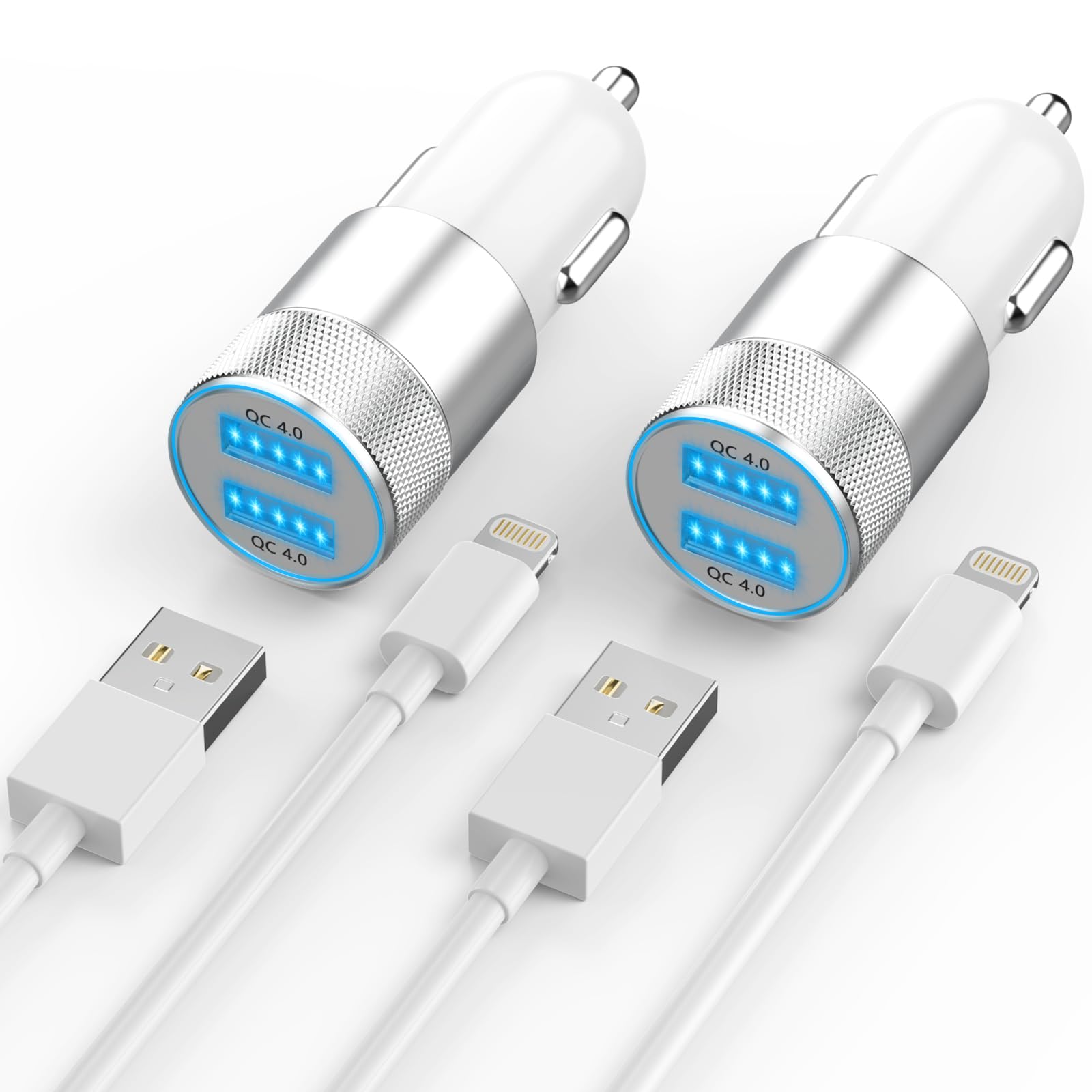 Photo 1 of [Apple MFi Certified] iPhone Fast Car Charger, Dual USB A Rapid Car Charger with 2x3Ft Lightning Cable Cord Compatible for iPhone 14/13/12/11/Pro Max/XS/XR/X/8 Plus/7/SE, iPad, Airpods