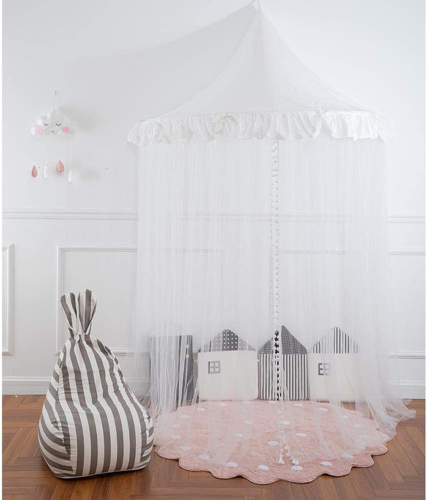 Princess Bed Canopy Children's Ceiling Half Moon Bedroom Bedside Gauze Girl Heart Room Decorating Crib Dome Castle Fairy Net for Kid Play Tent Reading Nook for Girl Baby Toddler