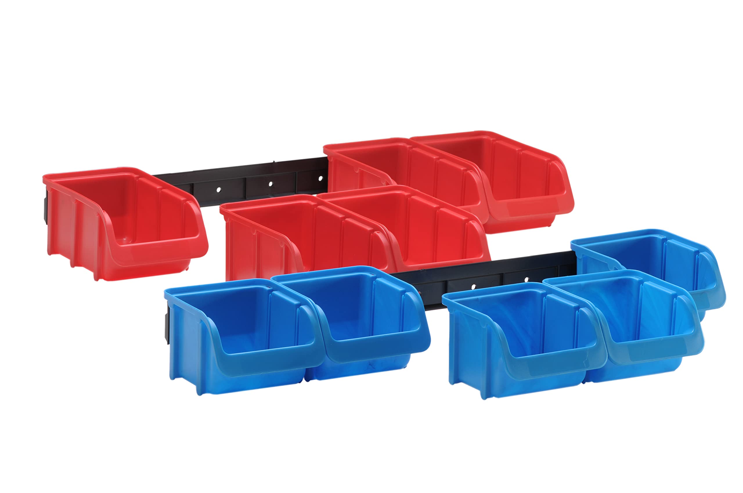 huenersdorff 656820 PP Storage Bin Set with Two Plastic Rails - Red/Blue