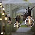 Brightown Outdoor String Lights - Connectable Dimmable LED Patio String Lights with G40 Globe Plastic Bulbs, All Weatherproof Hanging Lights for Outside Backyard Porch (50 ft - 25 LED Bulbs)