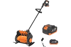 Vicien Snow Blower - 24V 4.0Ah Cordless Electric Snow Shovel,Brushless Motor,13-Inch Width,Foldable Handle,Battery and Charger Included Black-Orange (1 Pcs Battery)