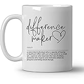 JKMBN Difference Maker Definition Coffee Mugs, Heart Motivational Quotes Ceramic Coffee Mug, Appreciation Gifts for Coworkers Employee Bosses, Positive Office Supplies, 11oz Ceramic Cup White