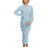 Seiciviy Winter Fall Maternity Sweater Dress 2026 Photoshoot Bridal Shower Side Slit Bodycon Maxi Dresses Pregnancy Clothes