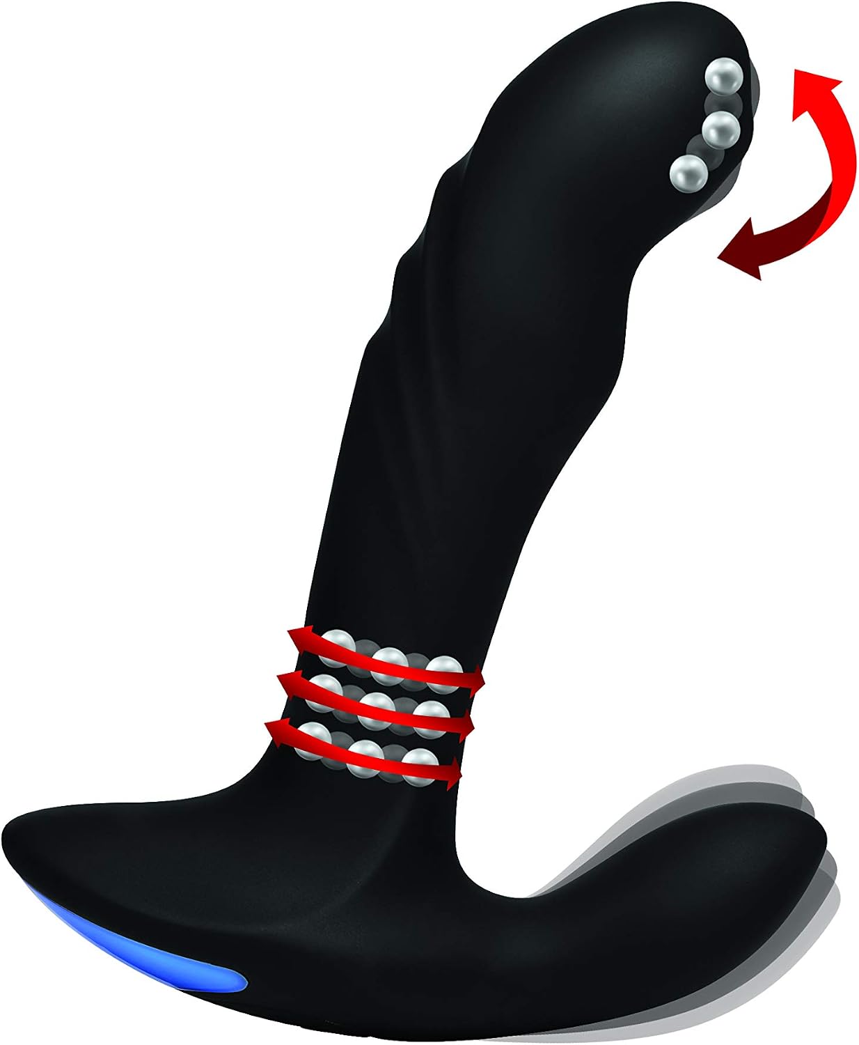 XR Brands 17X P-TRIGASM 3-in-1 Silicone Prostate Stimulator - Black - Image 3
