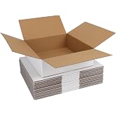 WIFTREY 12x12x4 inches White Shipping Boxes Pack of 15, Corrugated Cardboard Boxes 12 x 12 x 4 for Packaging Small Business, Moving, Mailing