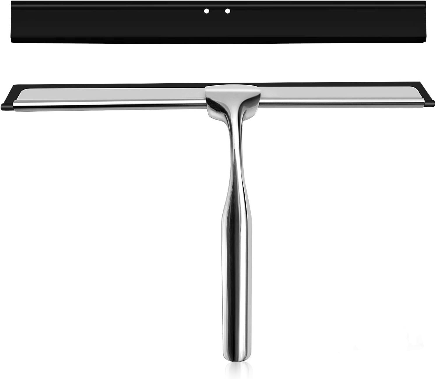 Senders Duschabzieher Edelstahl Fensterabzieher Duschwischer mit austauschbarem Wischblatt Ohne Bohren Badezimmerwischer für Badezimmer, Spiegel, Autoscheiben, Glas-Reinigung, Fliesen