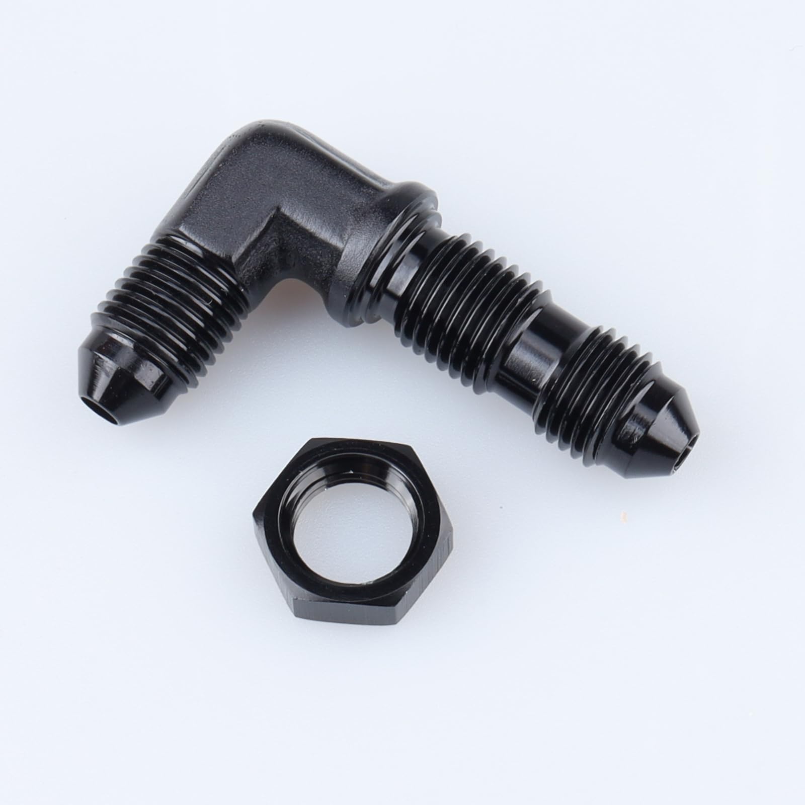 Photo 1 of AC PERFORMANCE -3 AN Male Flare 90 Degree Bulkhead Fitting Adapter Aluminum Black with AN3 Nut