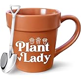 AKAQCHANG Funny Plant Pot Coffee Mug Gardening Gifts for Women,ovelty Mug with Metallic Shovel Ornament Spoon,Plant Lady Lover Gifts Mother's Day,Birthday,Christmas Thanksgiving Day for Women Men